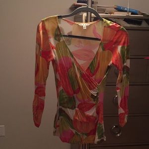 Bright colored wrap sexy shirt